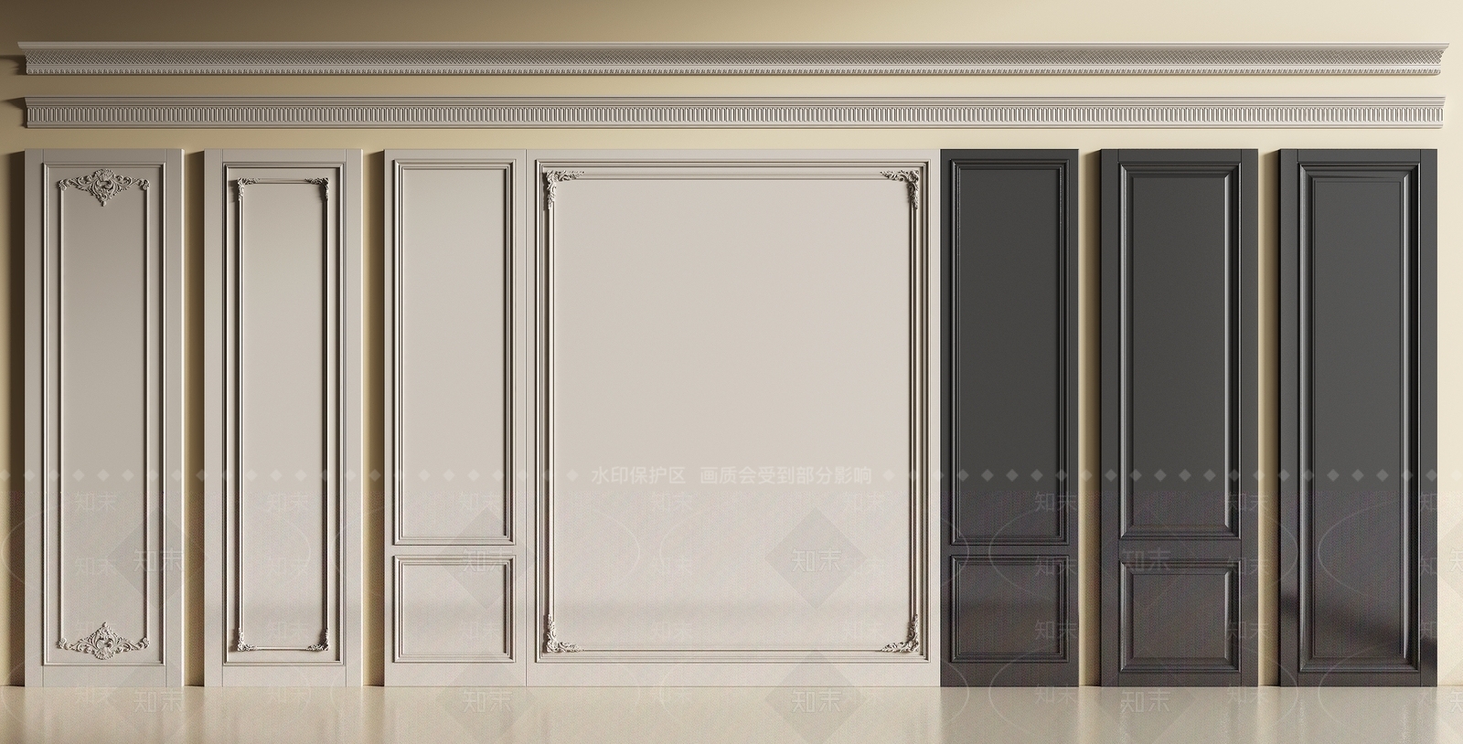 法式护墙板SU模型下载【ID:1194593360】