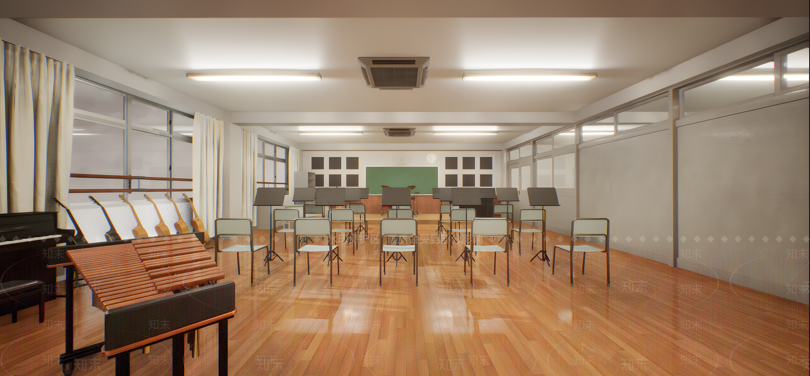 现代教室3D模型下载【ID:1194593124】