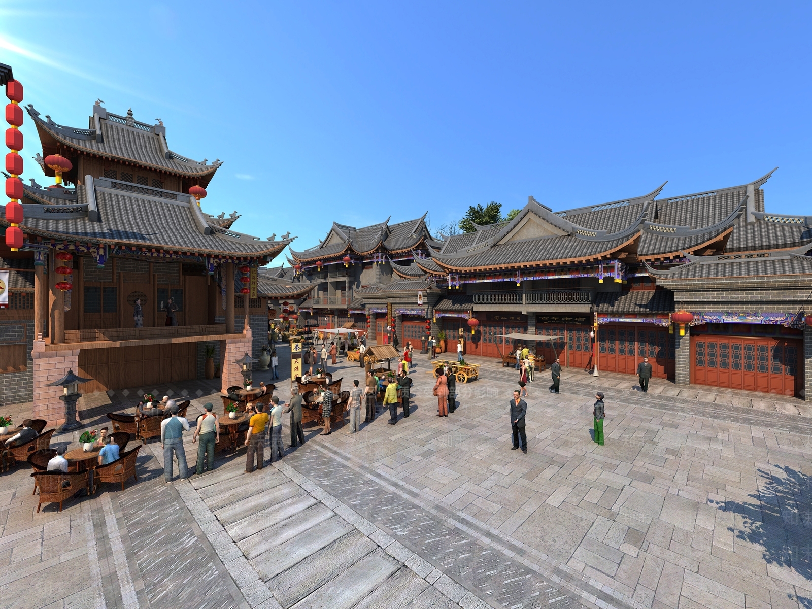 中式中古古建3D模型下载【ID:1194593410】