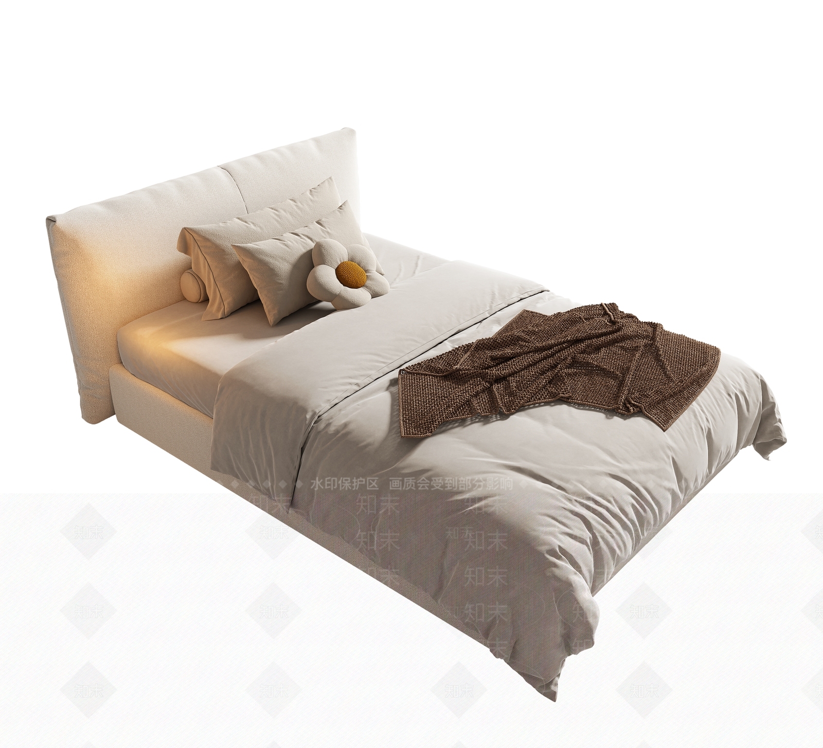 现代单人床SU模型下载【ID:1194595281】