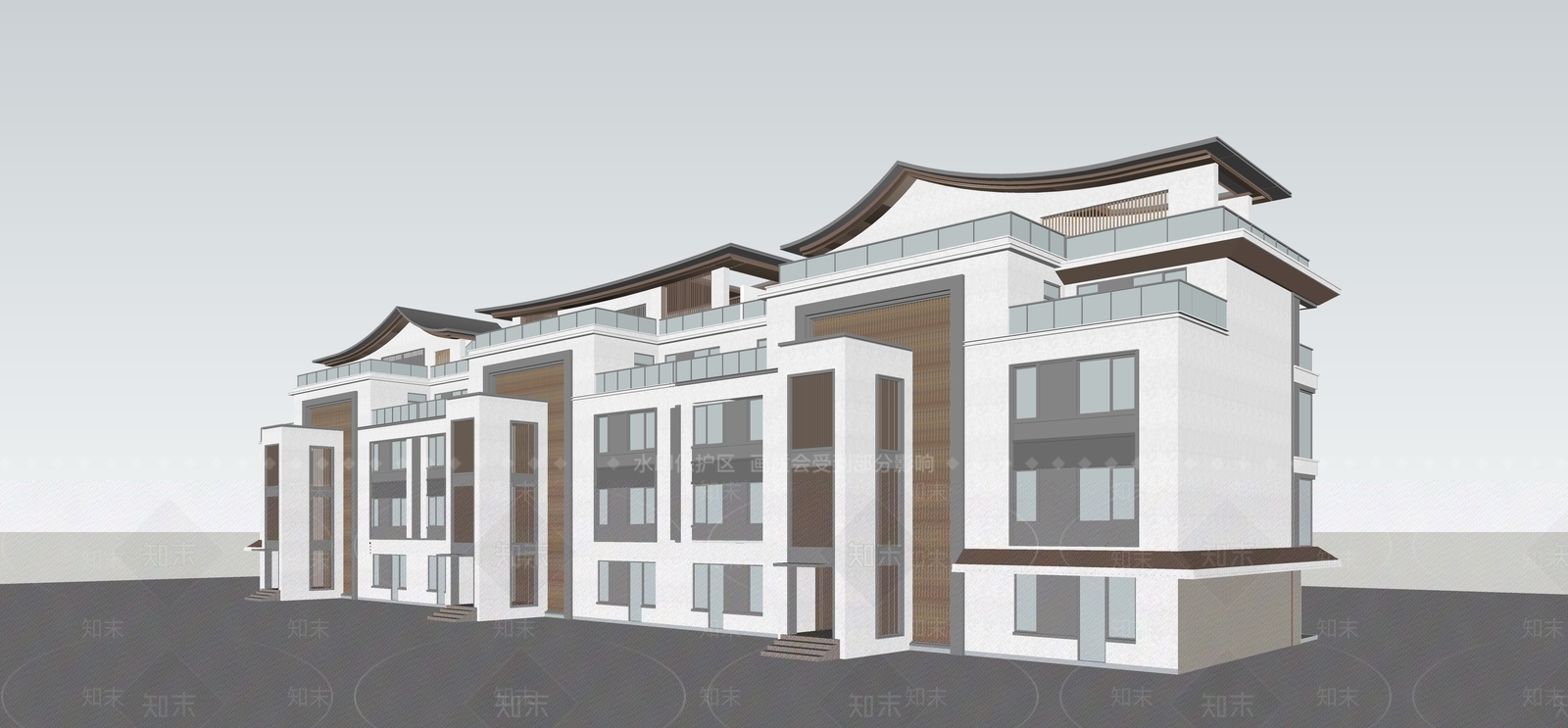 现代新中式多层住宅SU模型下载【ID:1194598625】