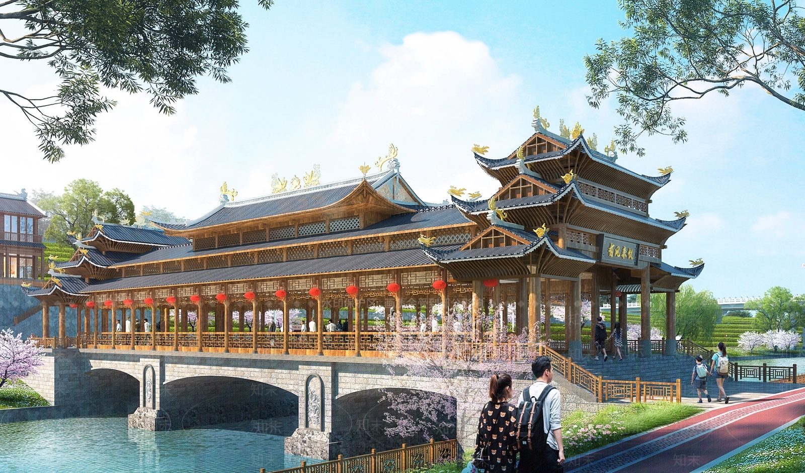 中式景观桥SU模型下载【ID:1194598683】