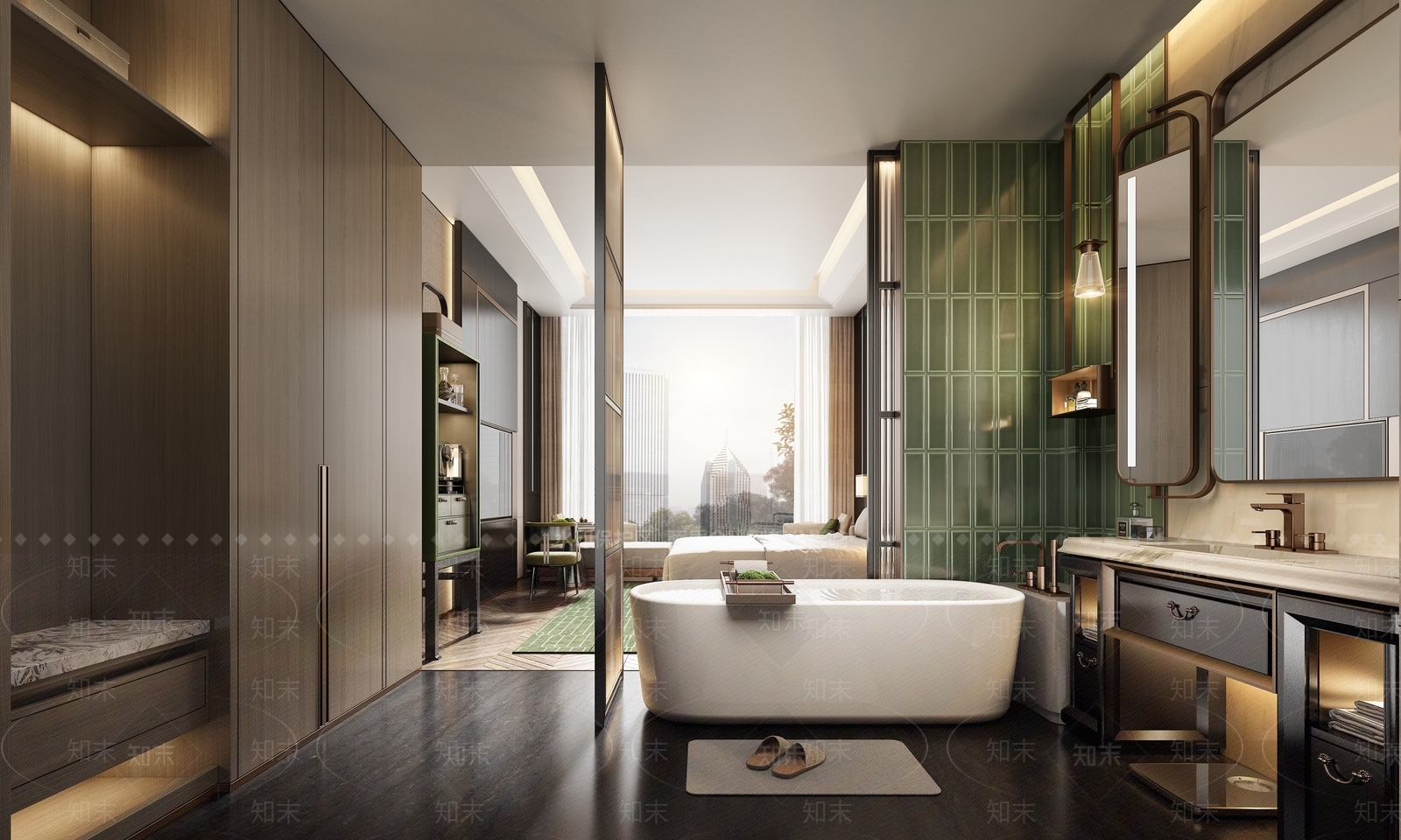 现代轻奢酒店客房3D模型下载【ID:1194599720】