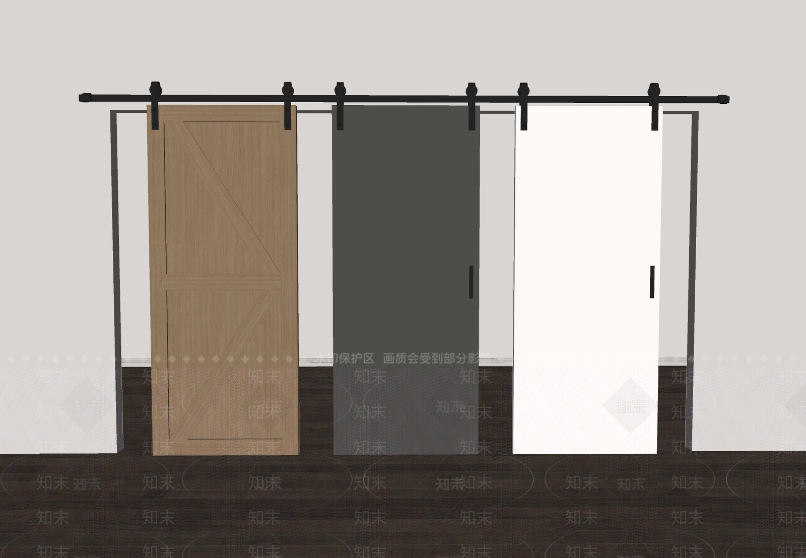 现代推拉门SU模型下载【ID:1194601485】