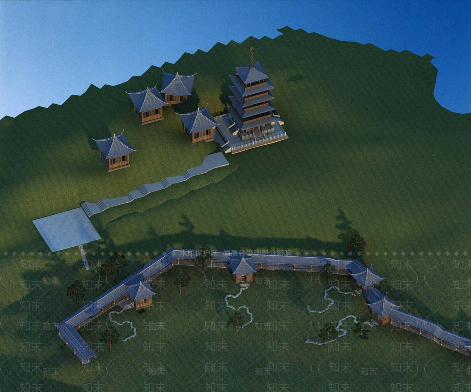 中式古建3D模型下载【ID:1194601797】