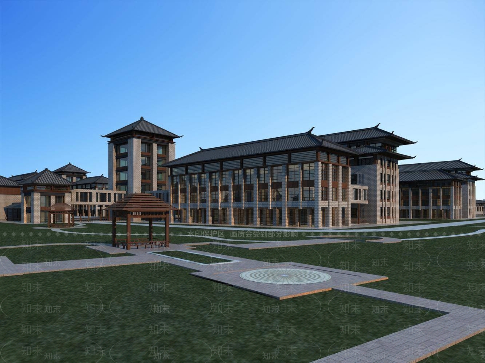 新中式办公楼3D模型下载【ID:1194605872】