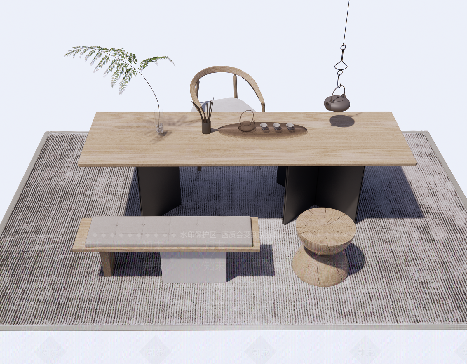 中式茶桌椅SU模型下载【ID:1194605950】