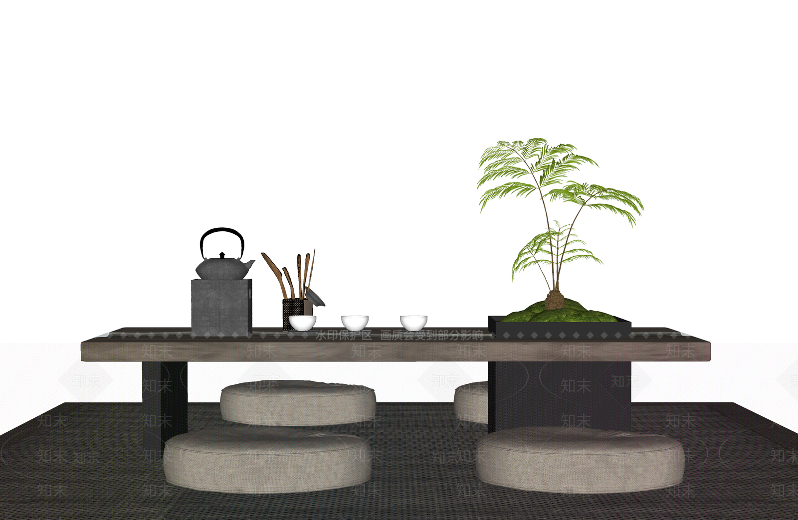 中式茶桌椅SU模型下载【ID:1194610413】