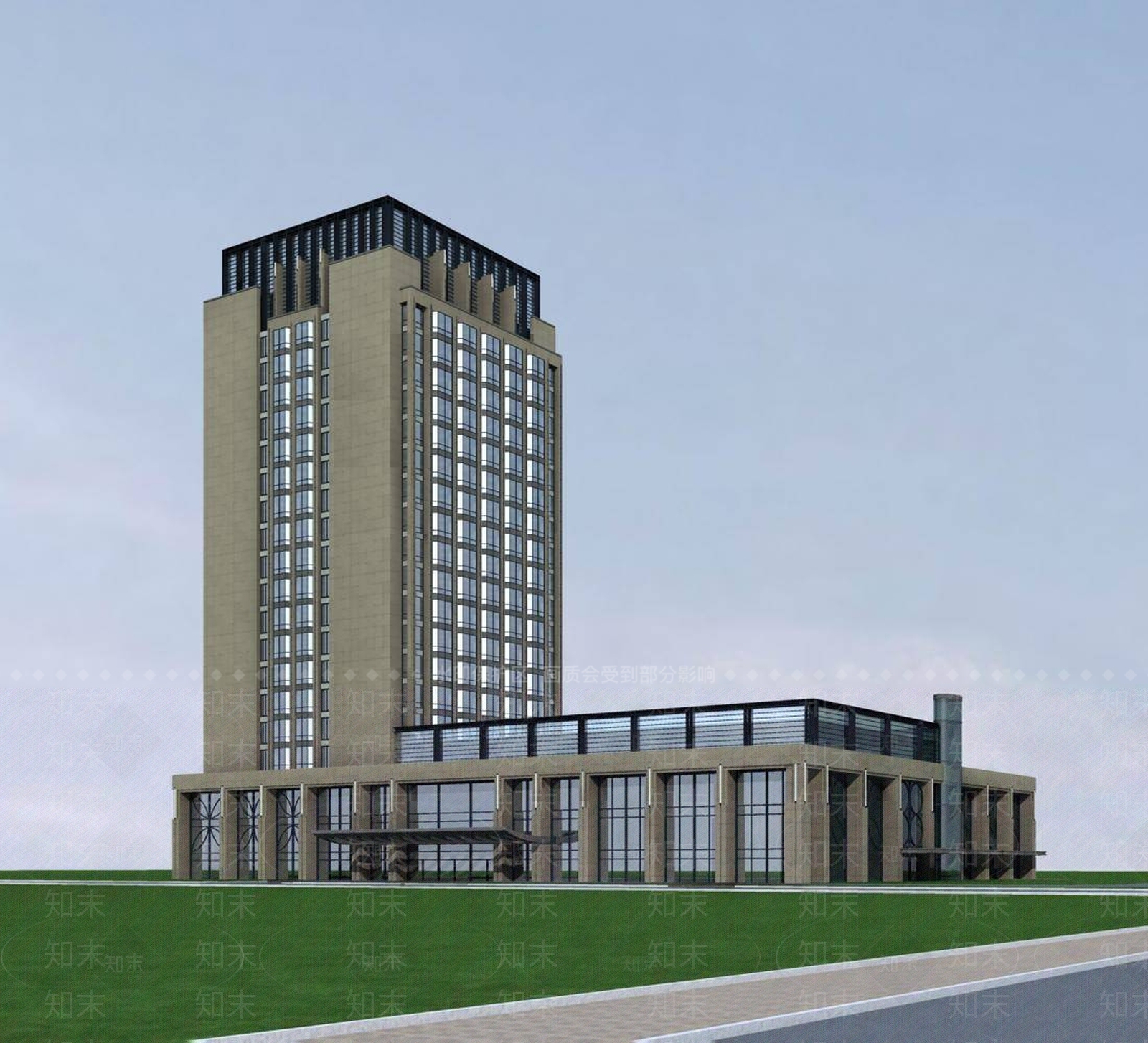 现代酒店外观3D模型下载【ID:1194606391】