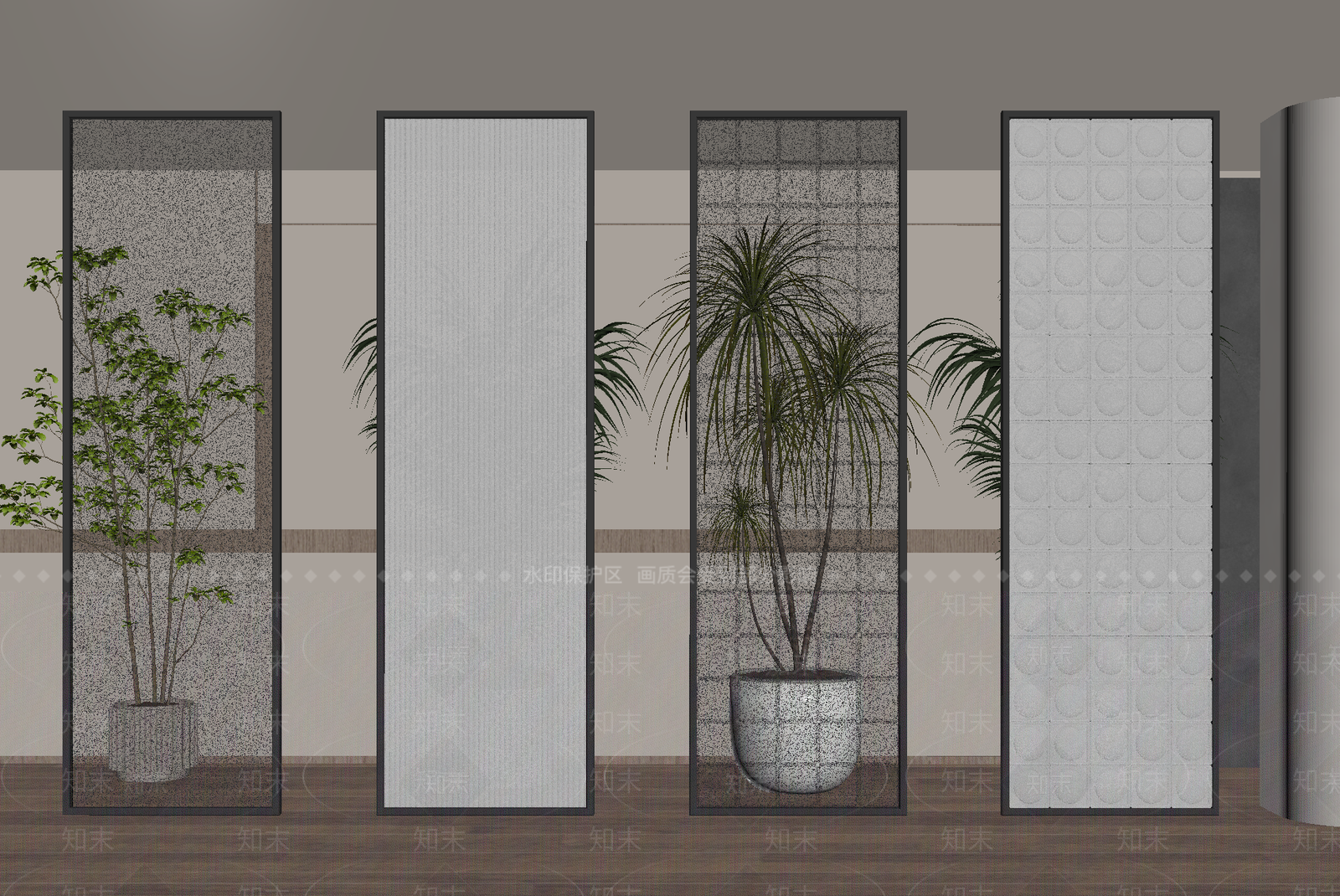 现代隔断SU模型下载【ID:1194606875】
