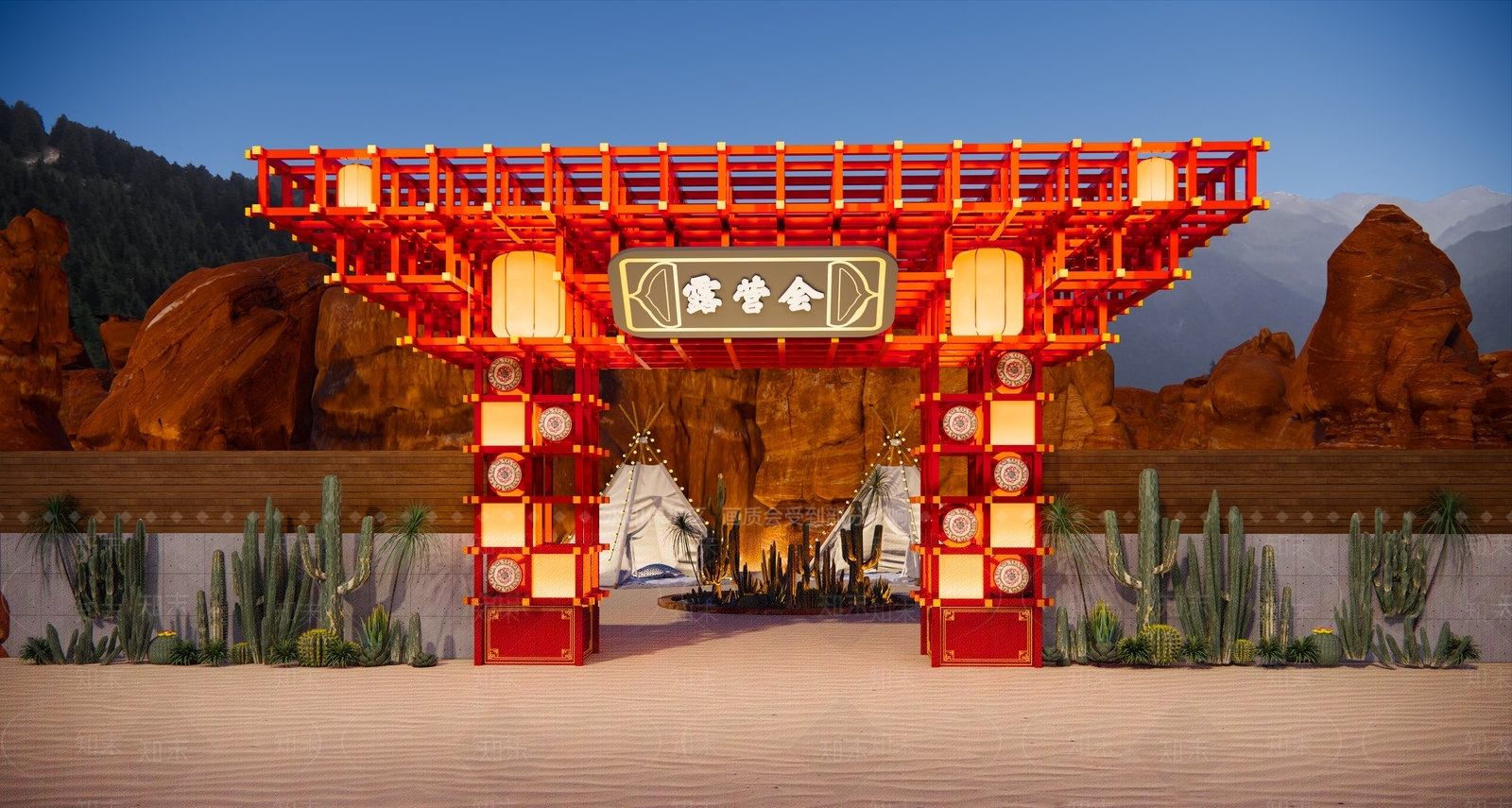 新中式门头3D模型下载【ID:1194611229】