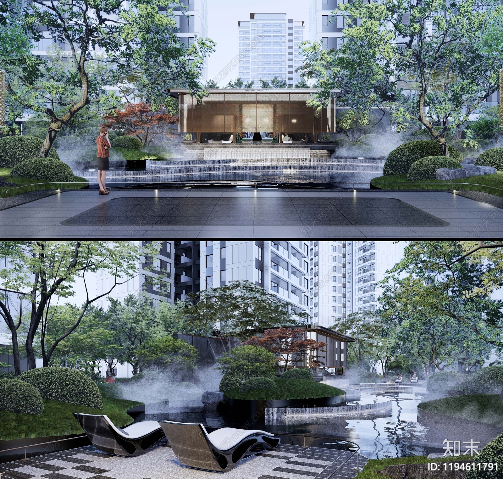现代轻奢小区景观下载【ID:1194611791】