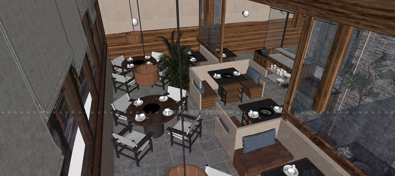现代火锅店SU模型下载【ID:1194616599】