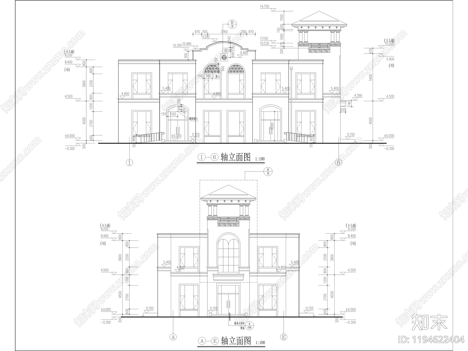 欧式其他商业建筑施工图下载【ID:1194622404】