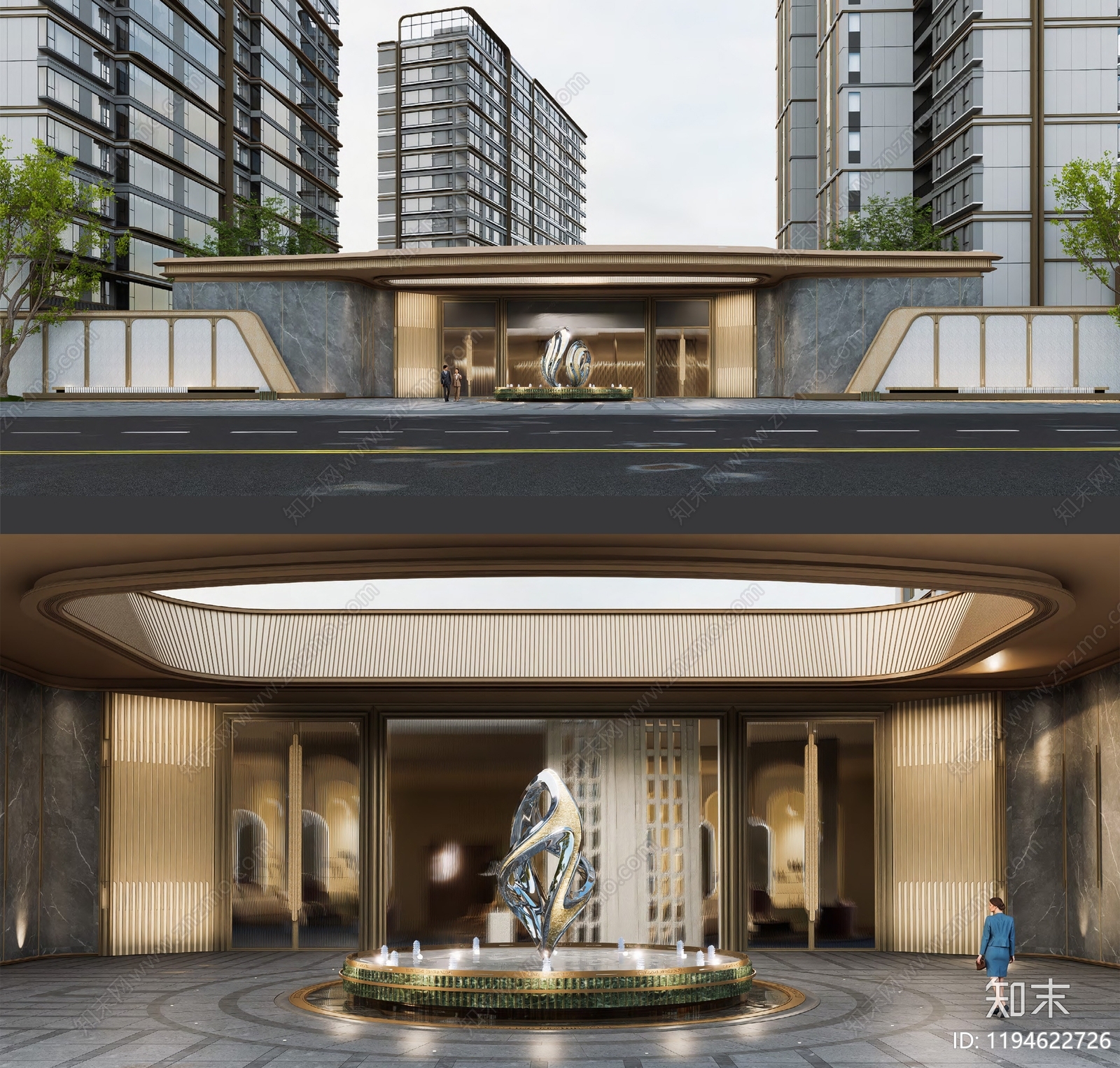 现代轻奢示范区景观下载【ID:1194622726】