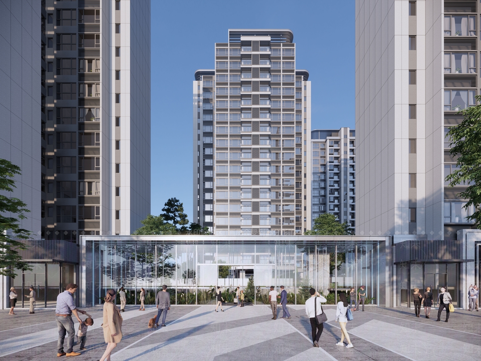现代小区建筑SU模型下载【ID:1194626269】