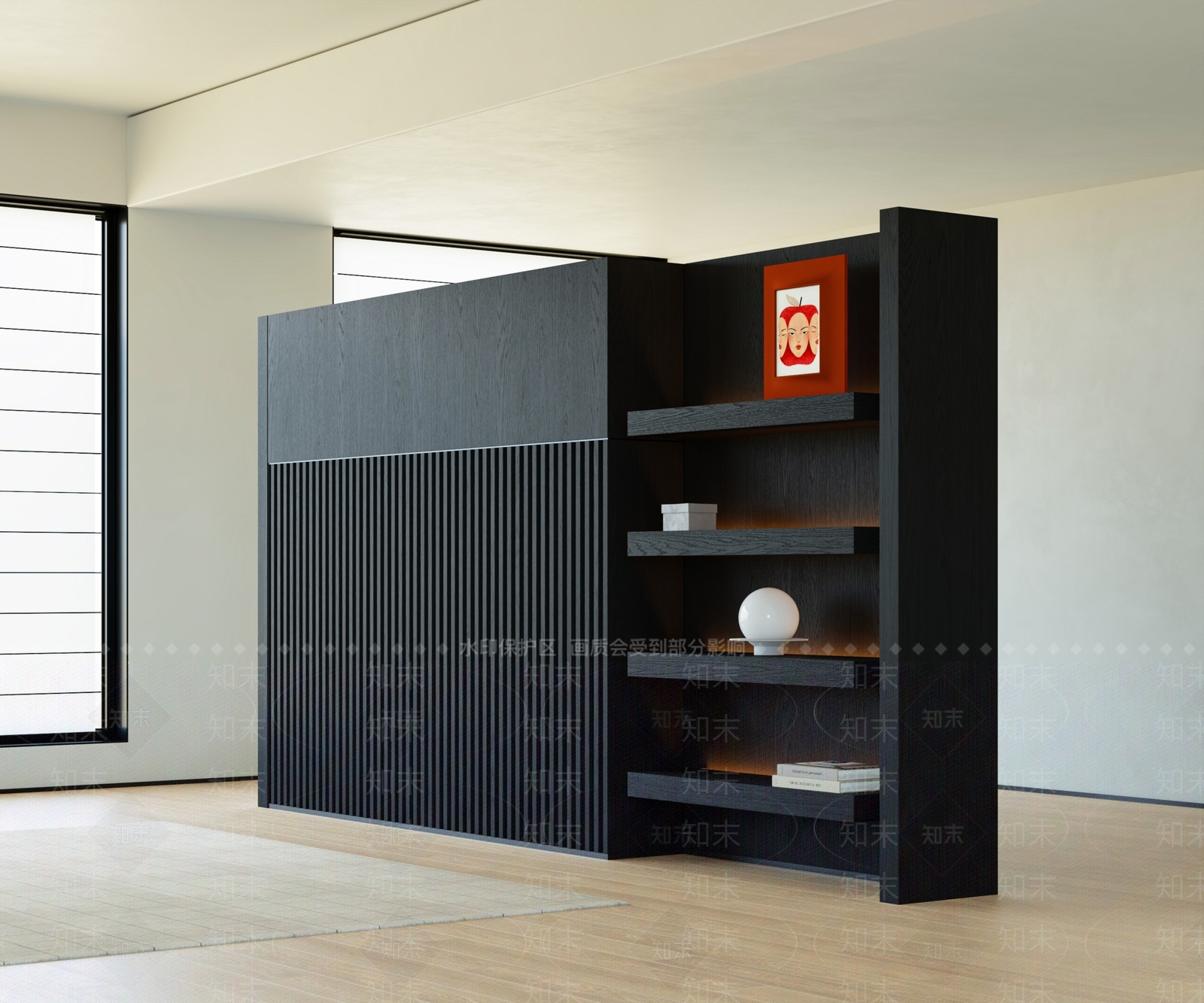 现代原木书柜SU模型下载【ID:1194626380】