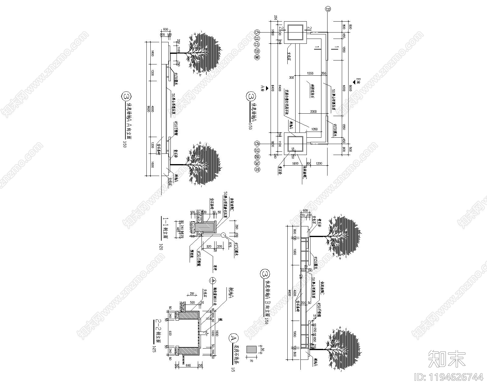 现代广场cad施工图下载【ID:1194626744】