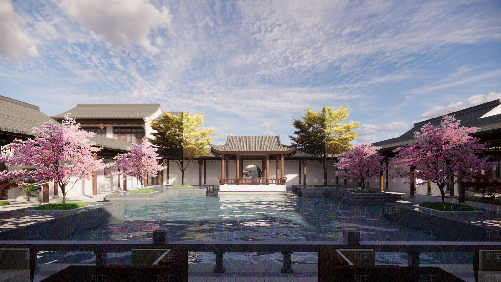 中式售楼处建筑SU模型下载【ID:1194628049】