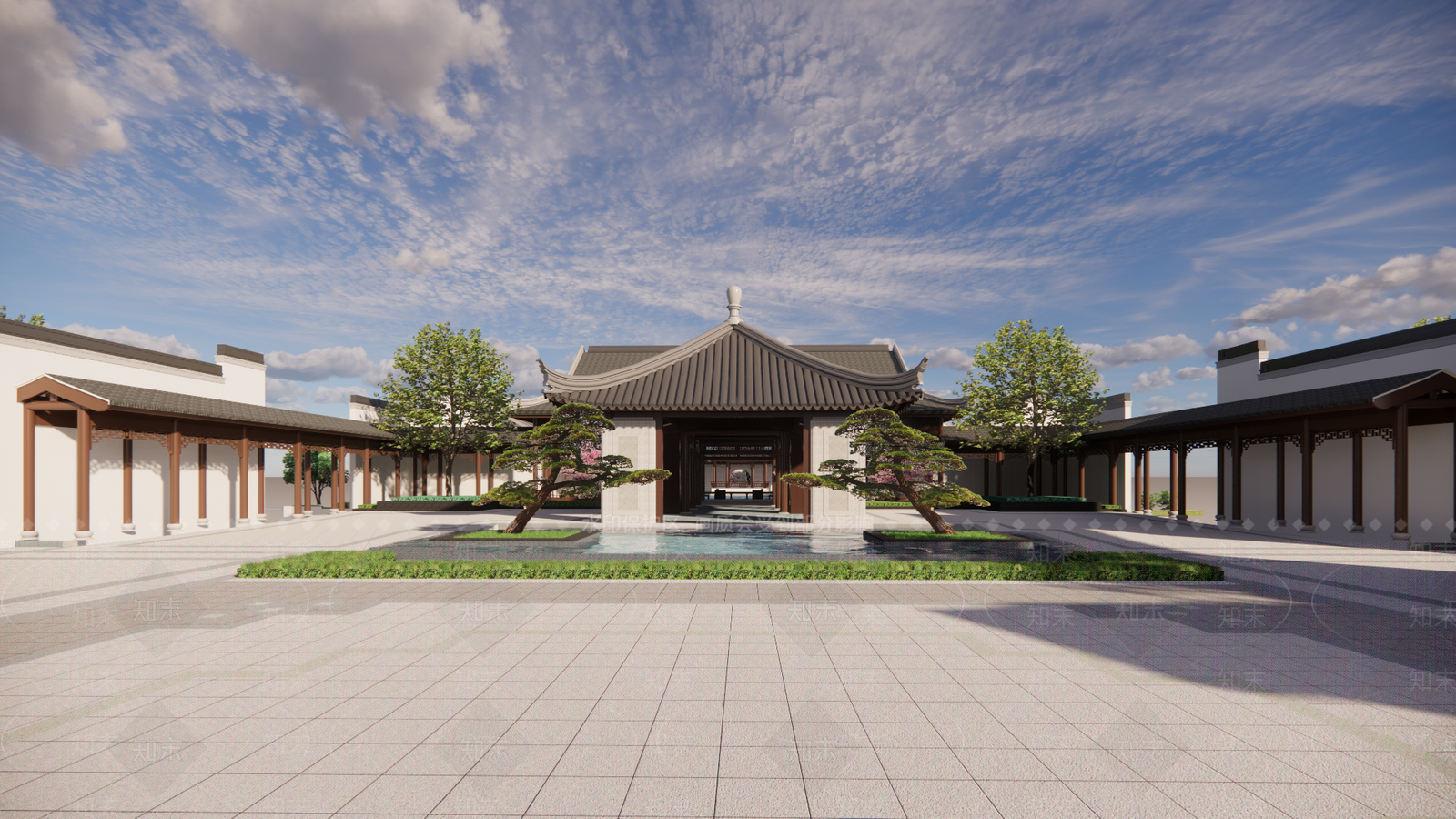 中式售楼处建筑SU模型下载【ID:1194628049】
