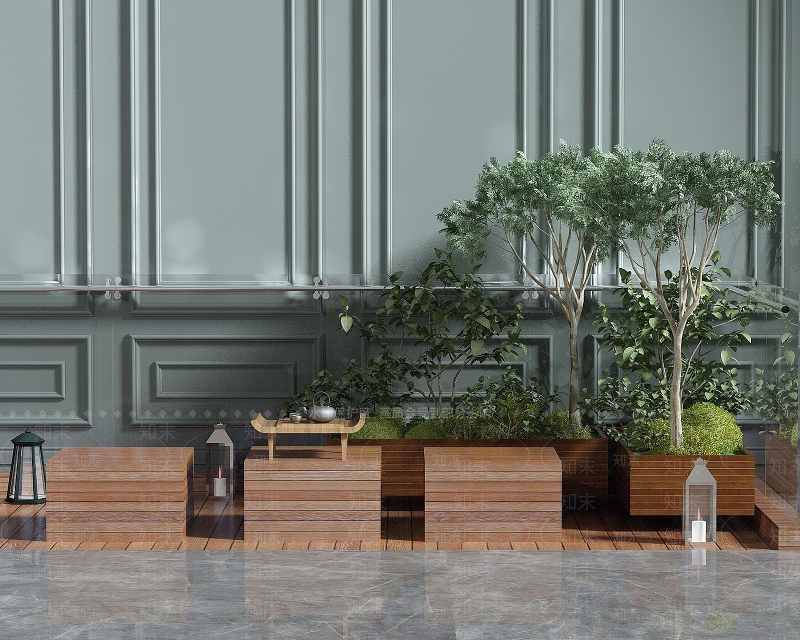 现代植物花盆3D模型下载【ID:1194629054】