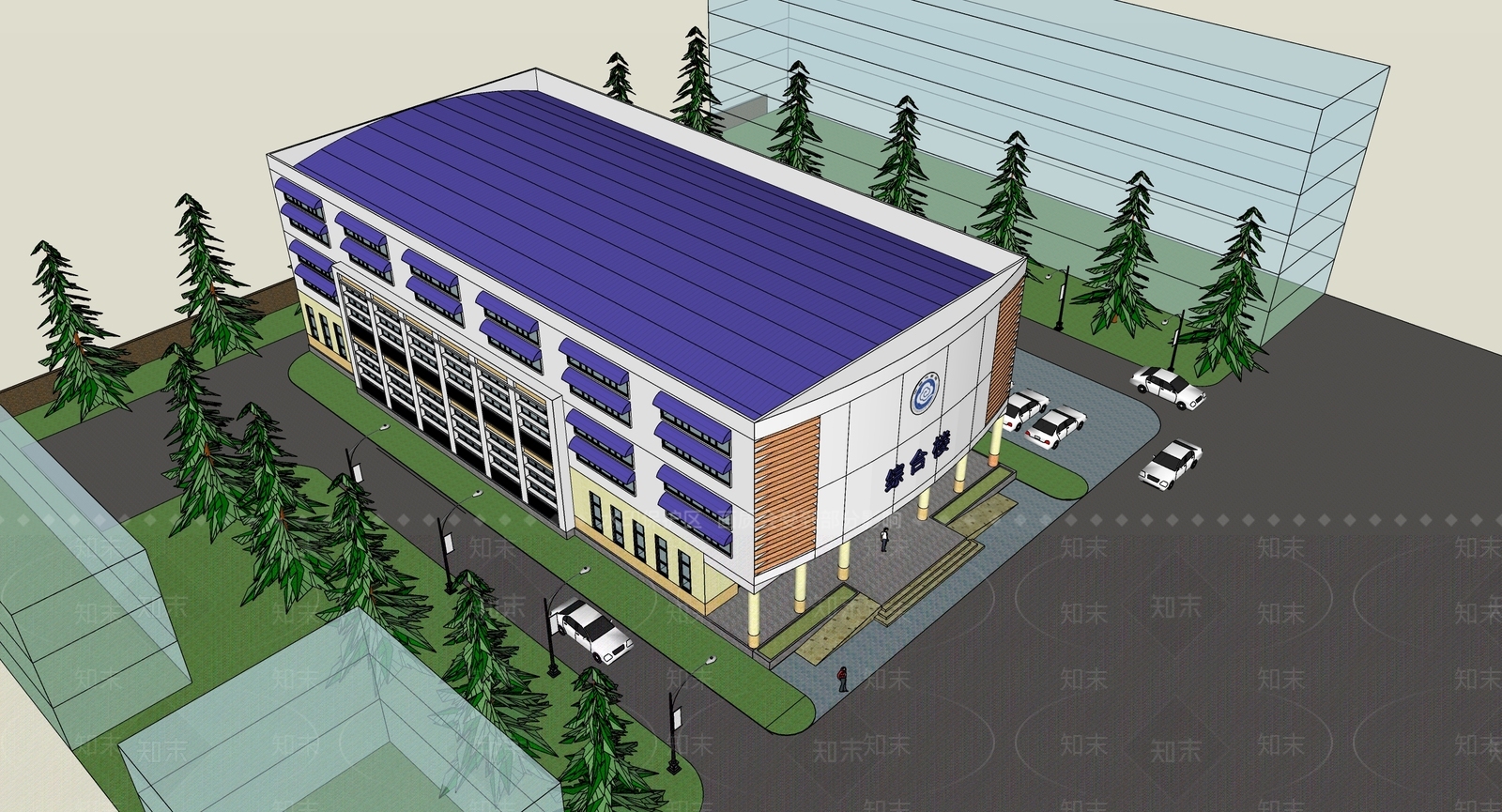 现代小公建SU模型下载【ID:1194629504】