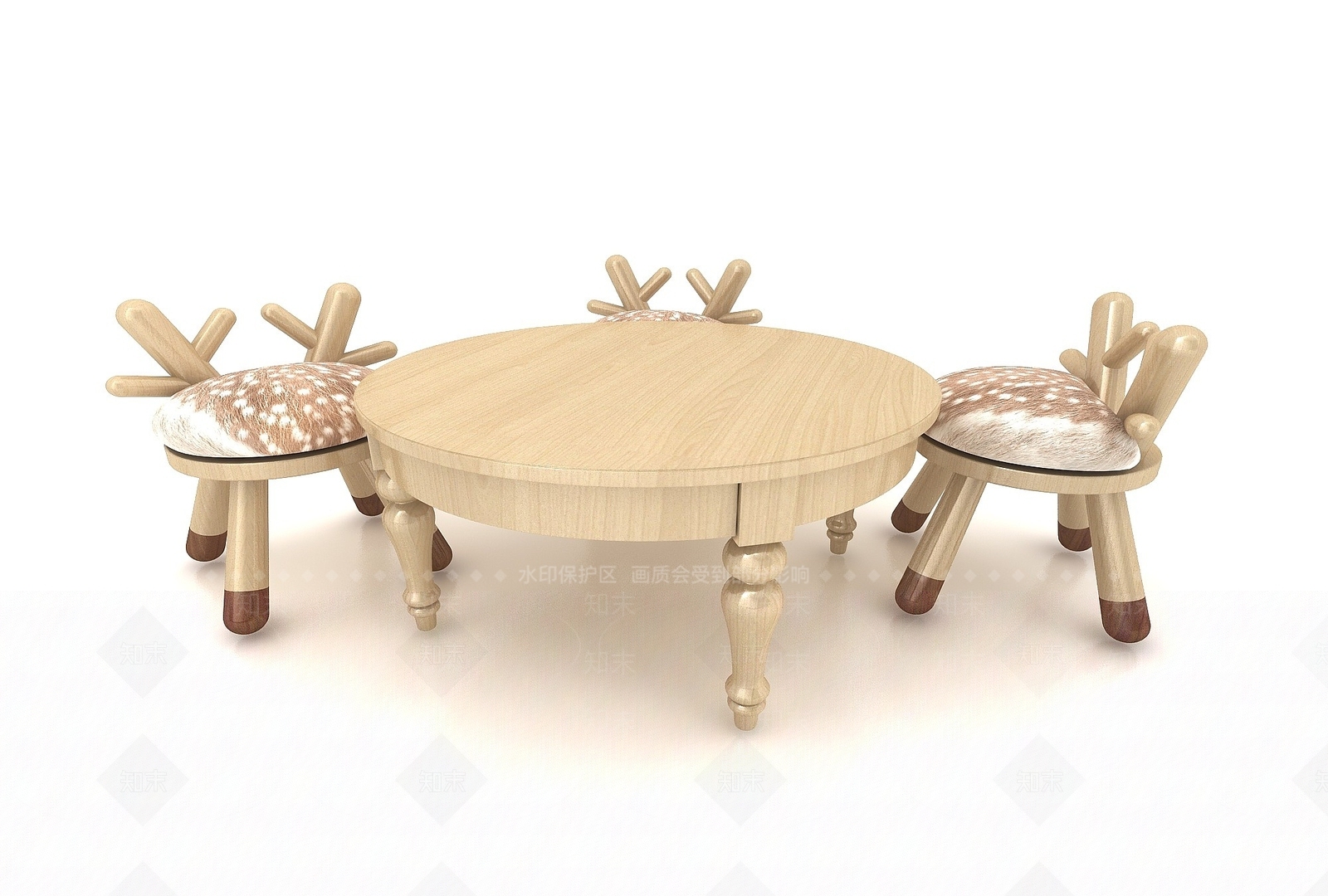 现代儿童游乐桌椅3D模型下载【ID:1194629475】