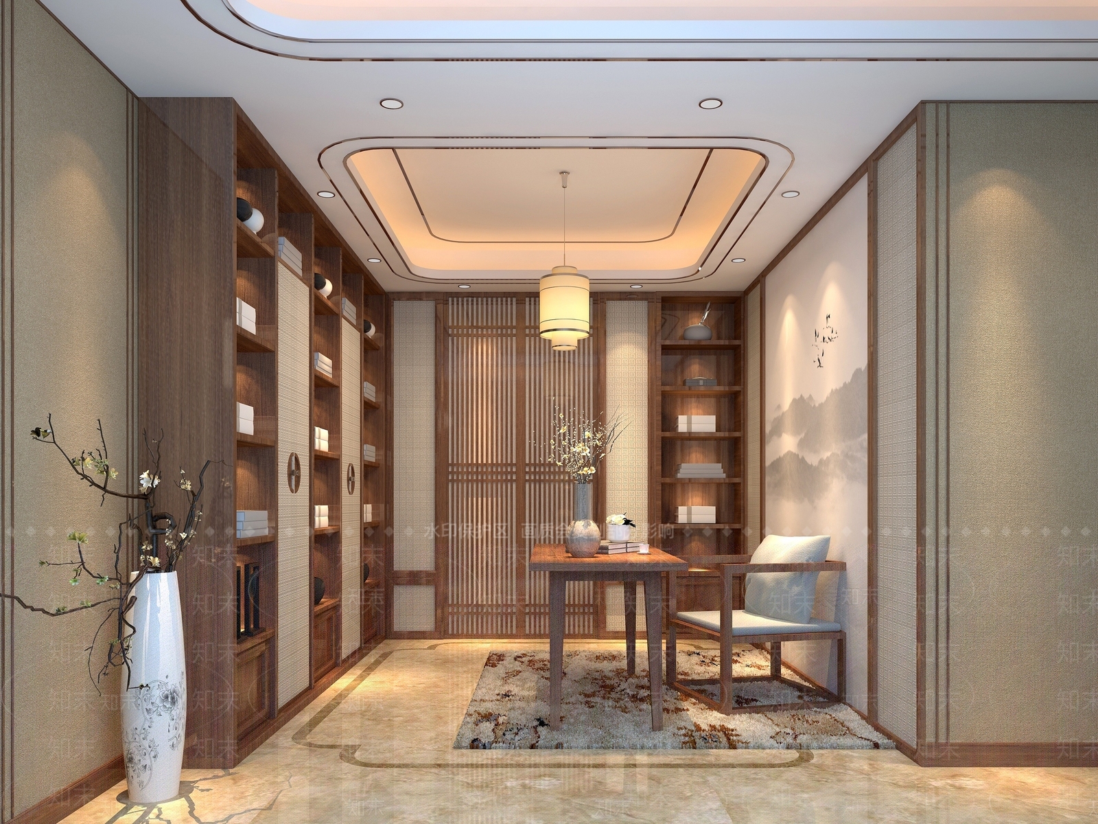 新中式书房3D模型下载【ID:1194629623】