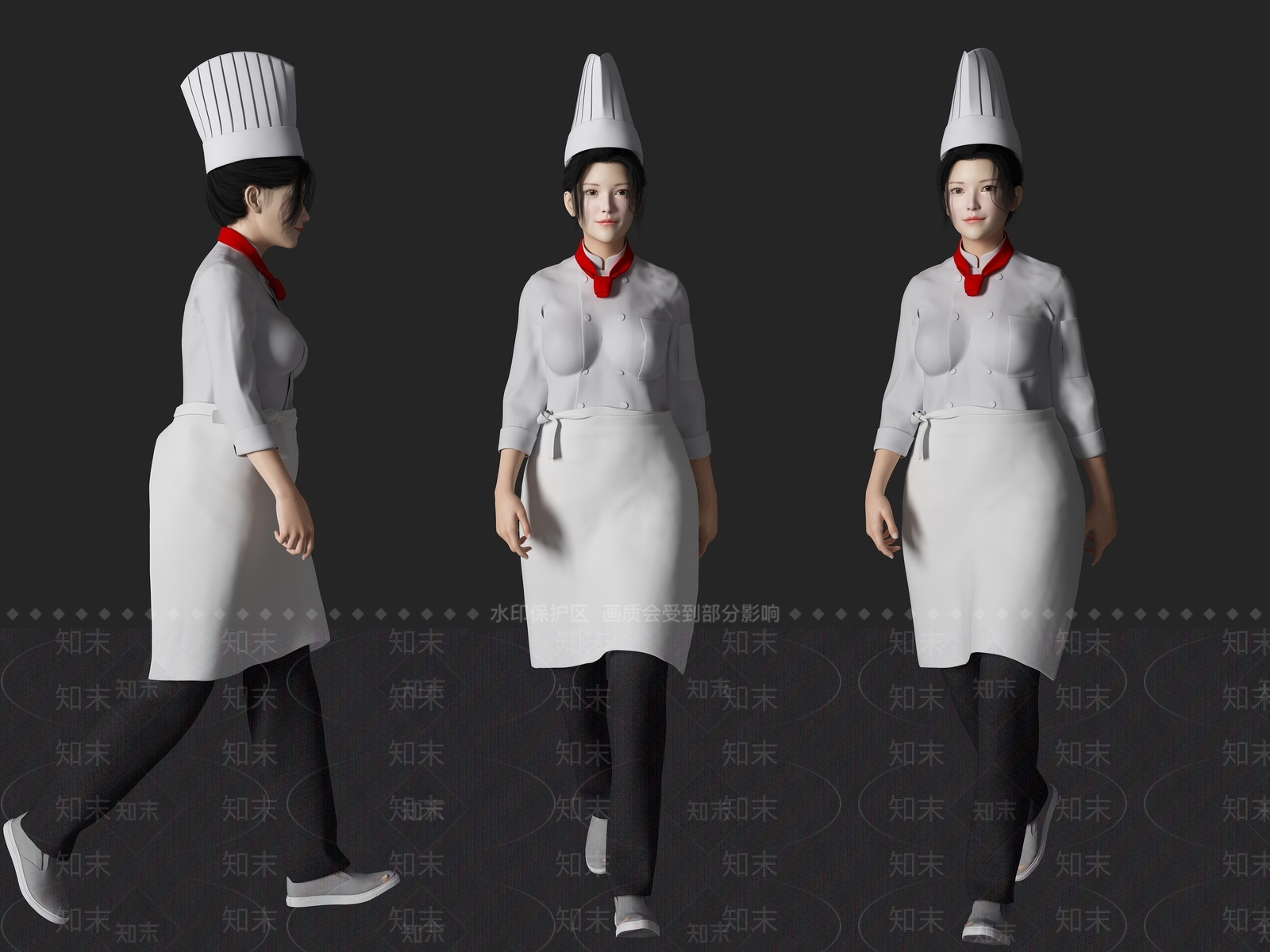 现代厨师美女人物3D模型下载【ID:1194630125】