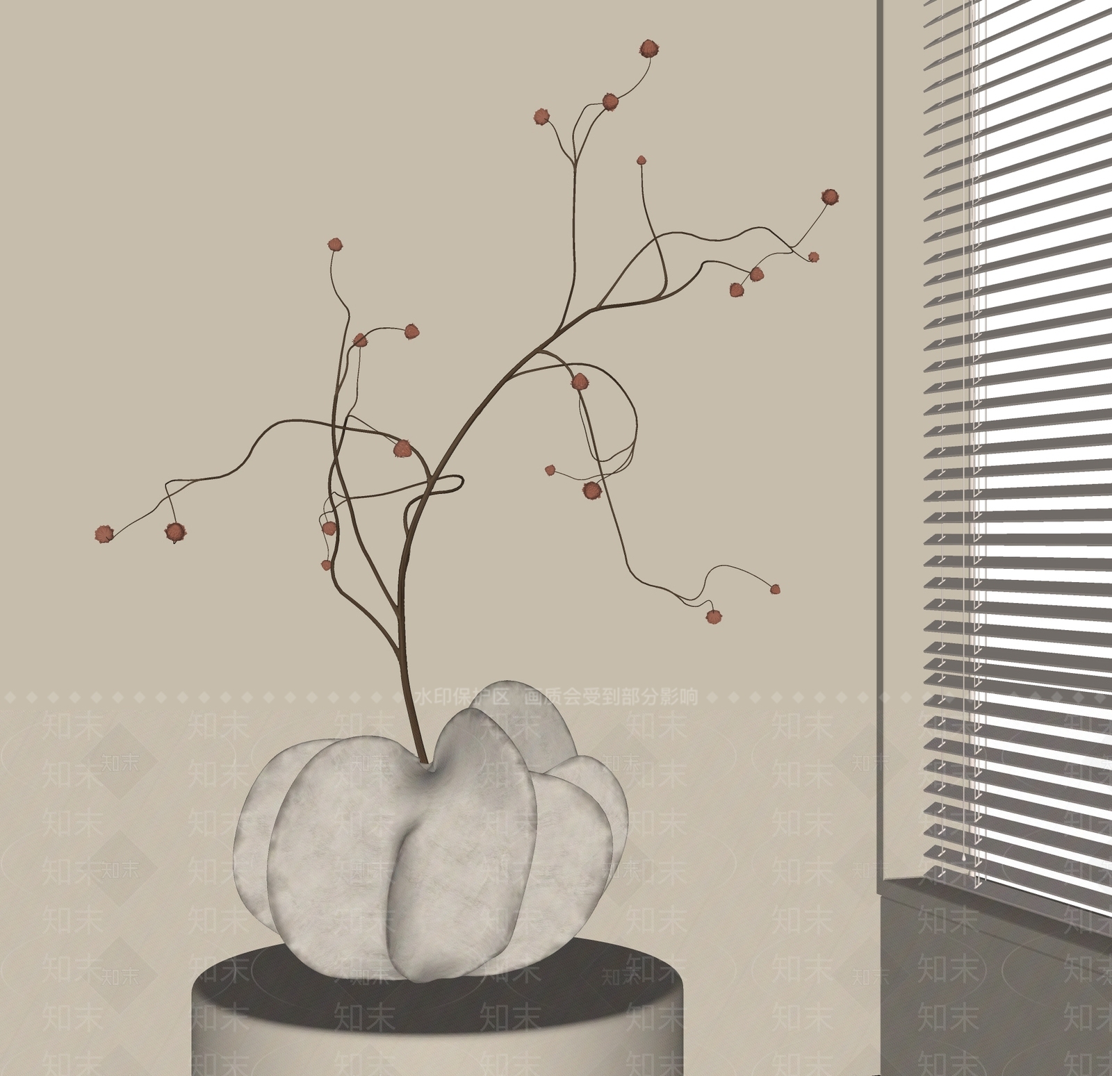 现代侘寂花艺SU模型下载【ID:1194631143】