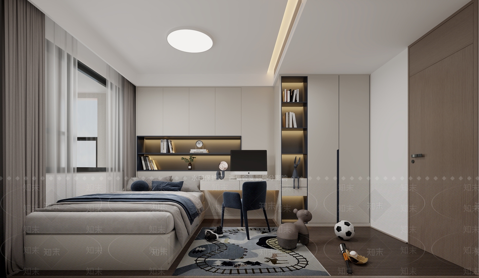 现代轻奢榻榻米卧室3D模型下载【ID:1194631387】