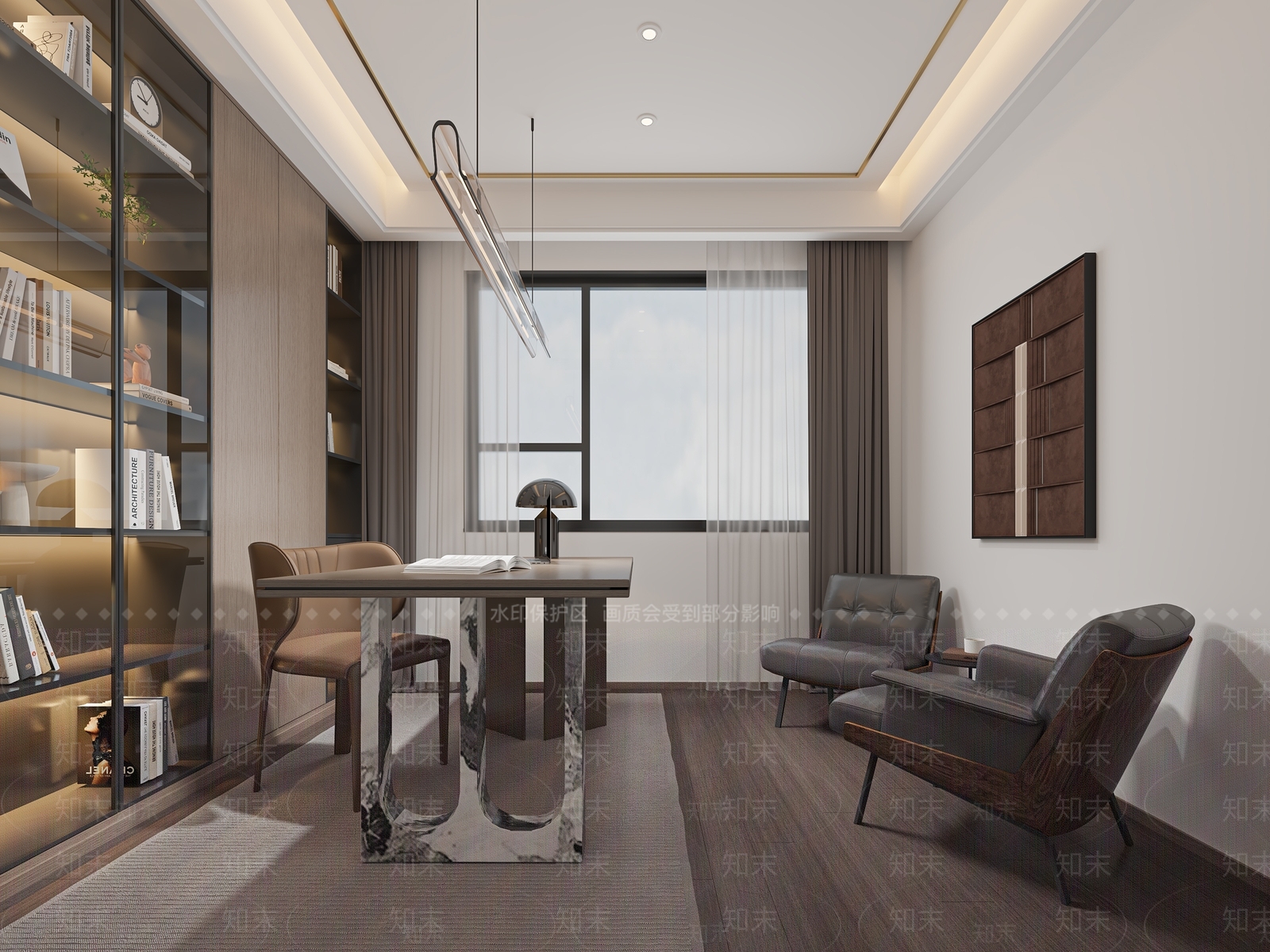 现代轻奢书房3D模型下载【ID:1194631700】