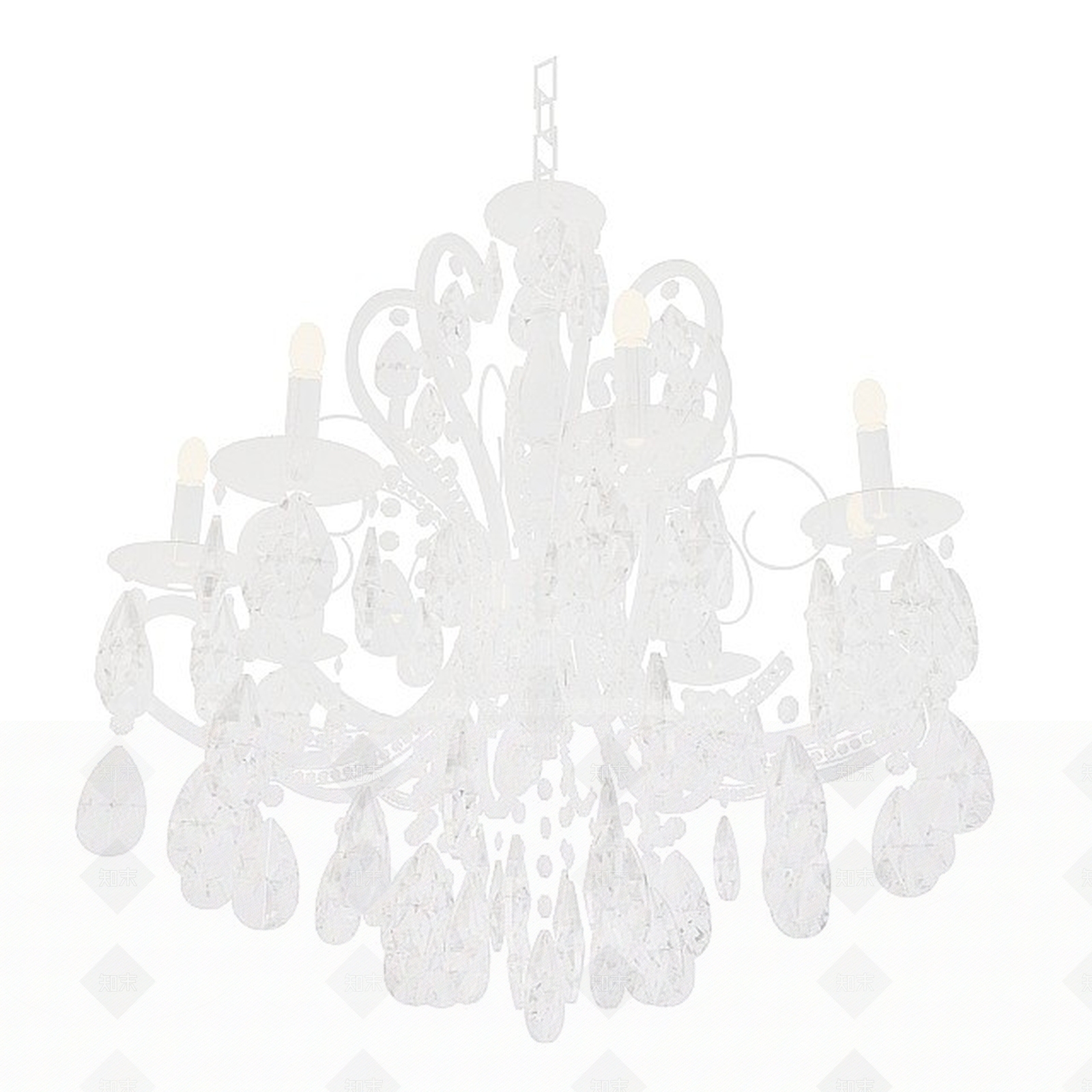 现代全水晶蜡烛吊灯3D模型下载【ID:1194632313】