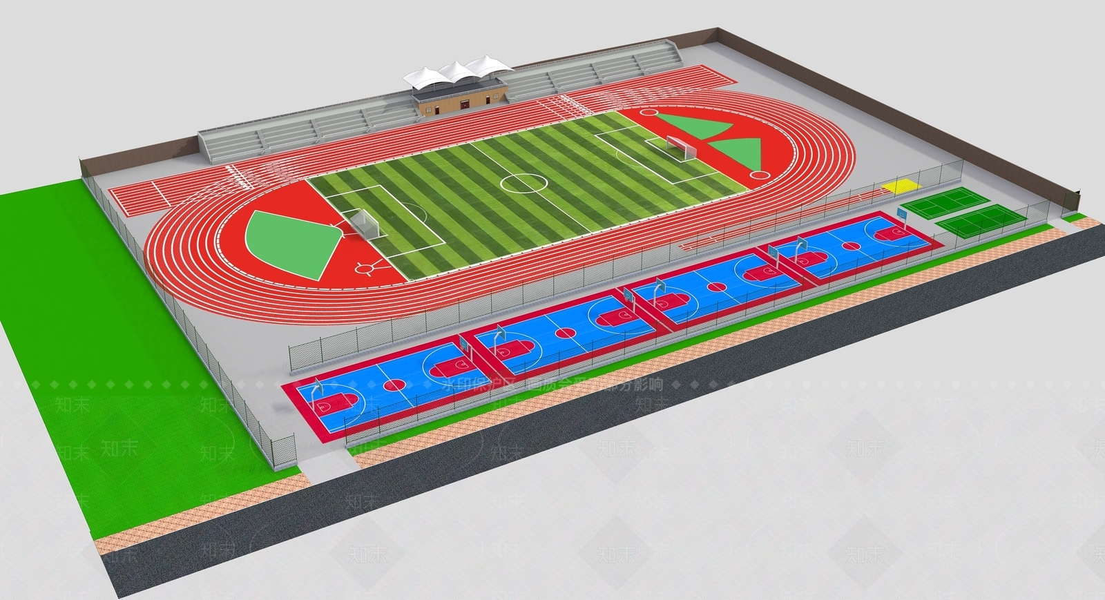 现代室外400米体育场3D模型下载【ID:1194637526】