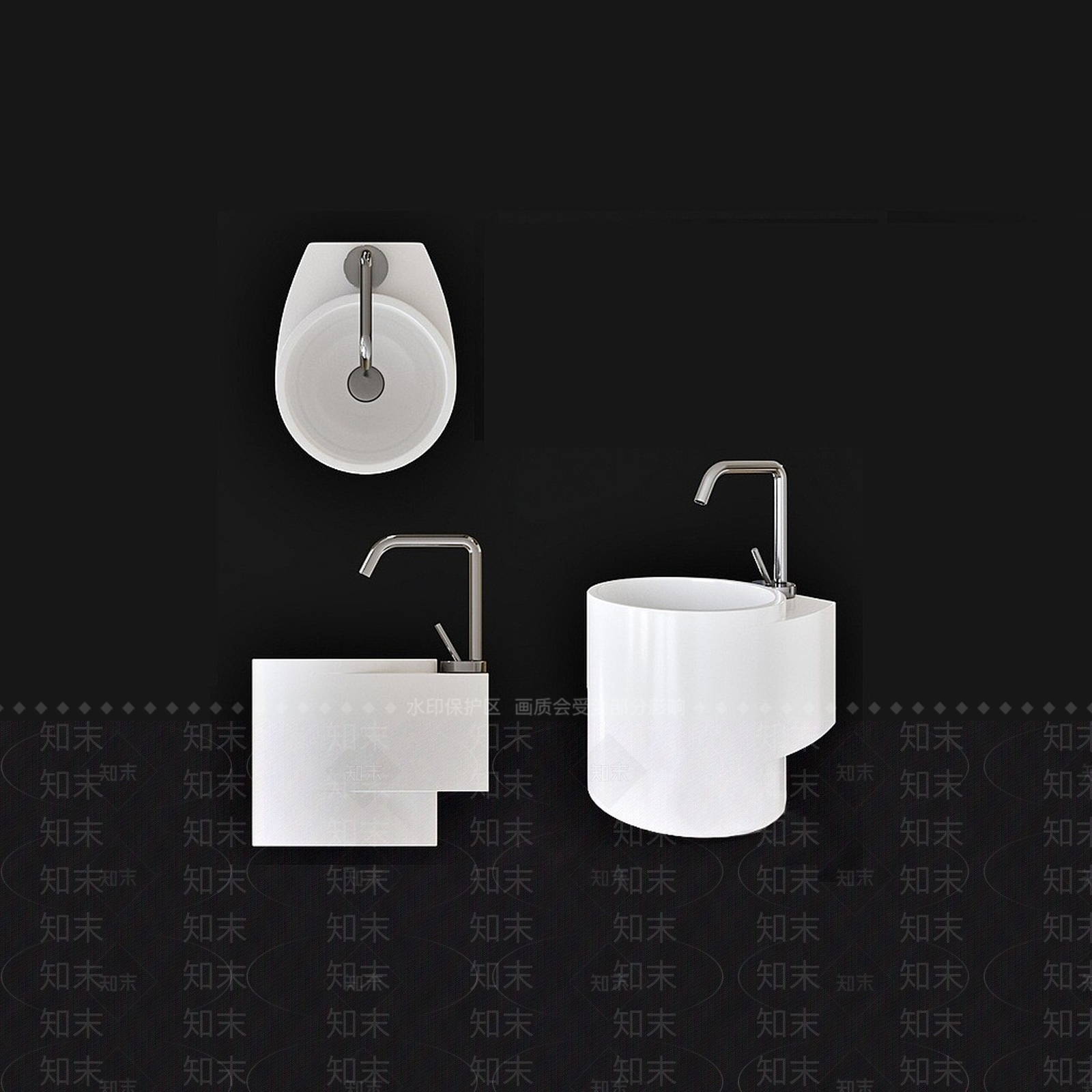 现代酒店式简约白陶瓷3D模型下载【ID:1194637614】