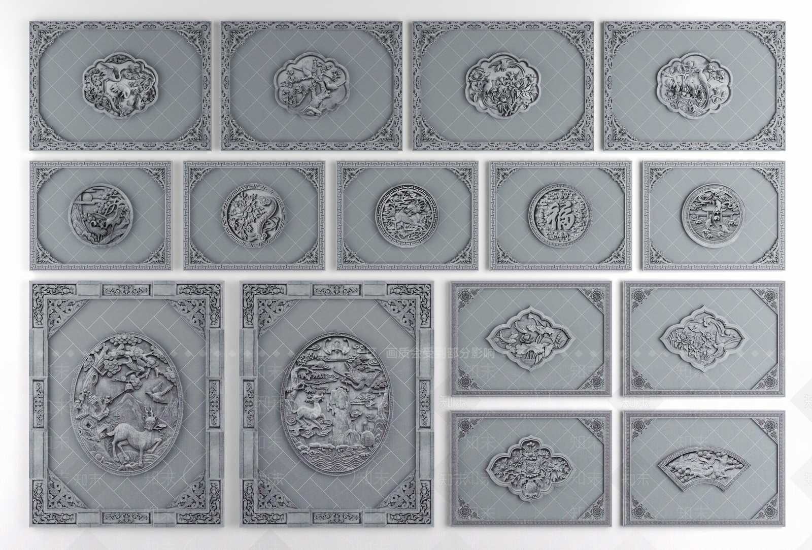 中式新中式浮雕SU模型下载【ID:1194639868】