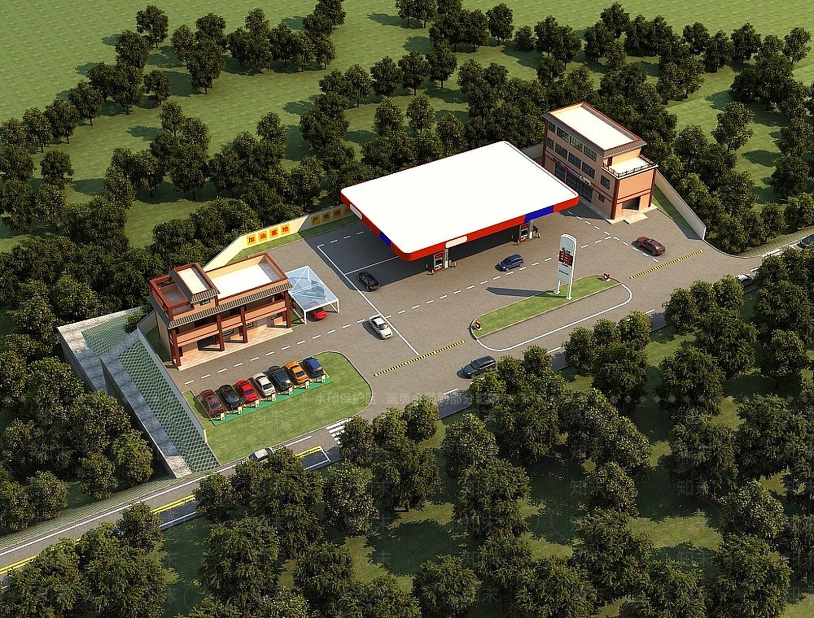 现代加油站3D模型下载【ID:1194639995】