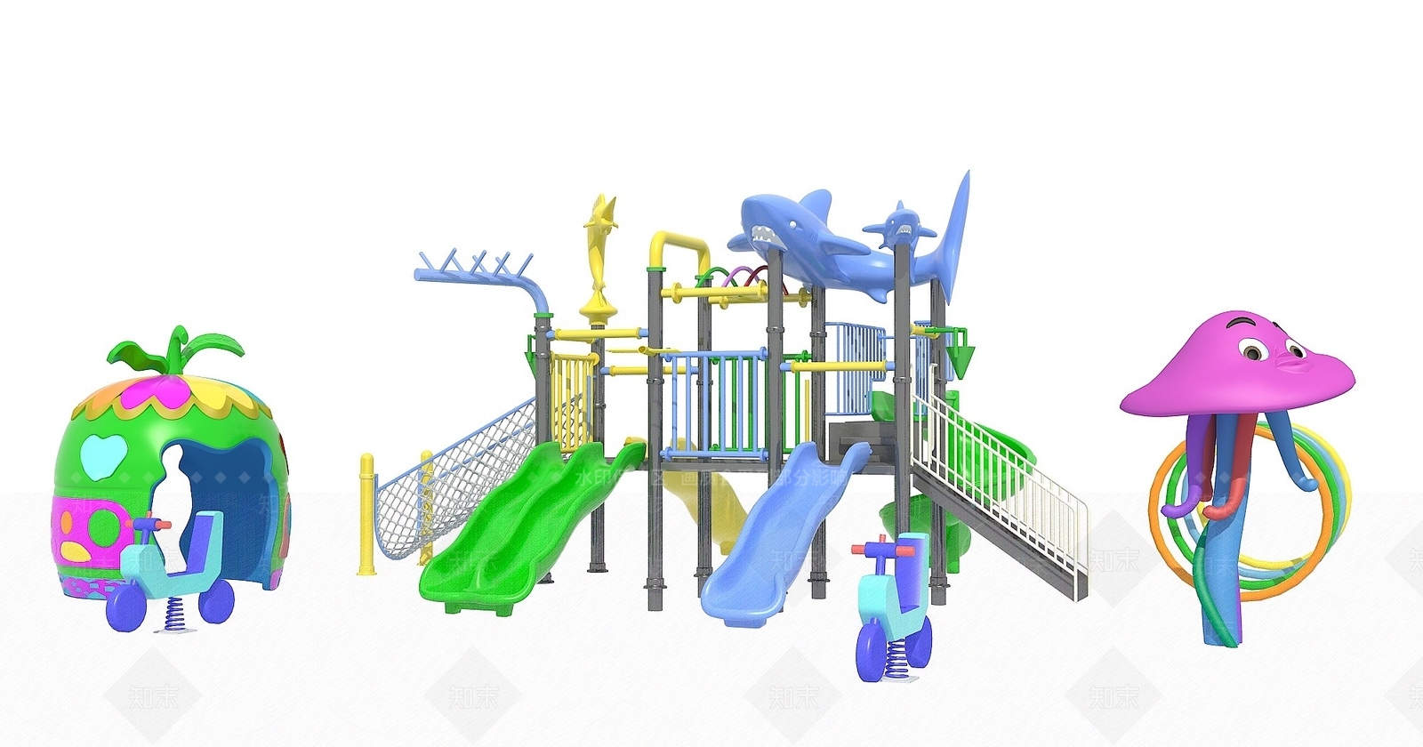现代水上乐园滑梯3D模型下载【ID:1194640276】