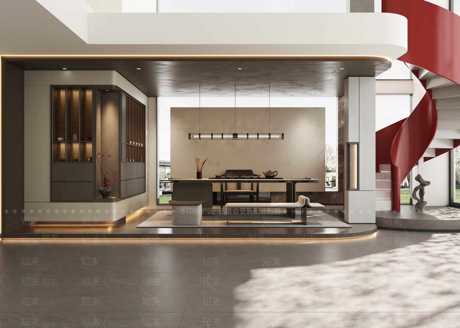 现代新中式茶室3D模型下载【ID:1194640628】