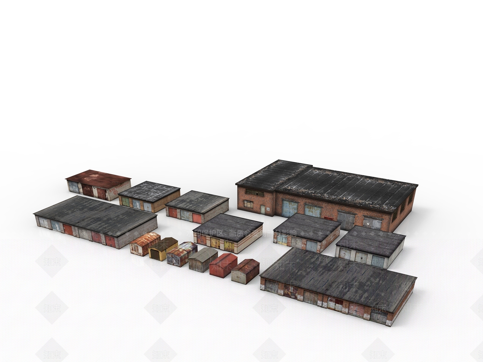 现代平房厂房工厂3D模型下载【ID:1194640565】