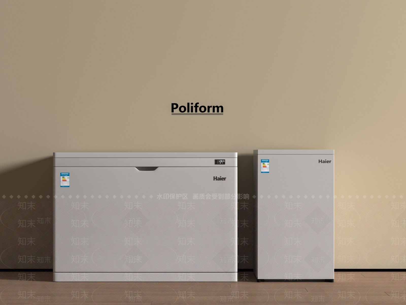 现代冰箱3D模型渲染效果图