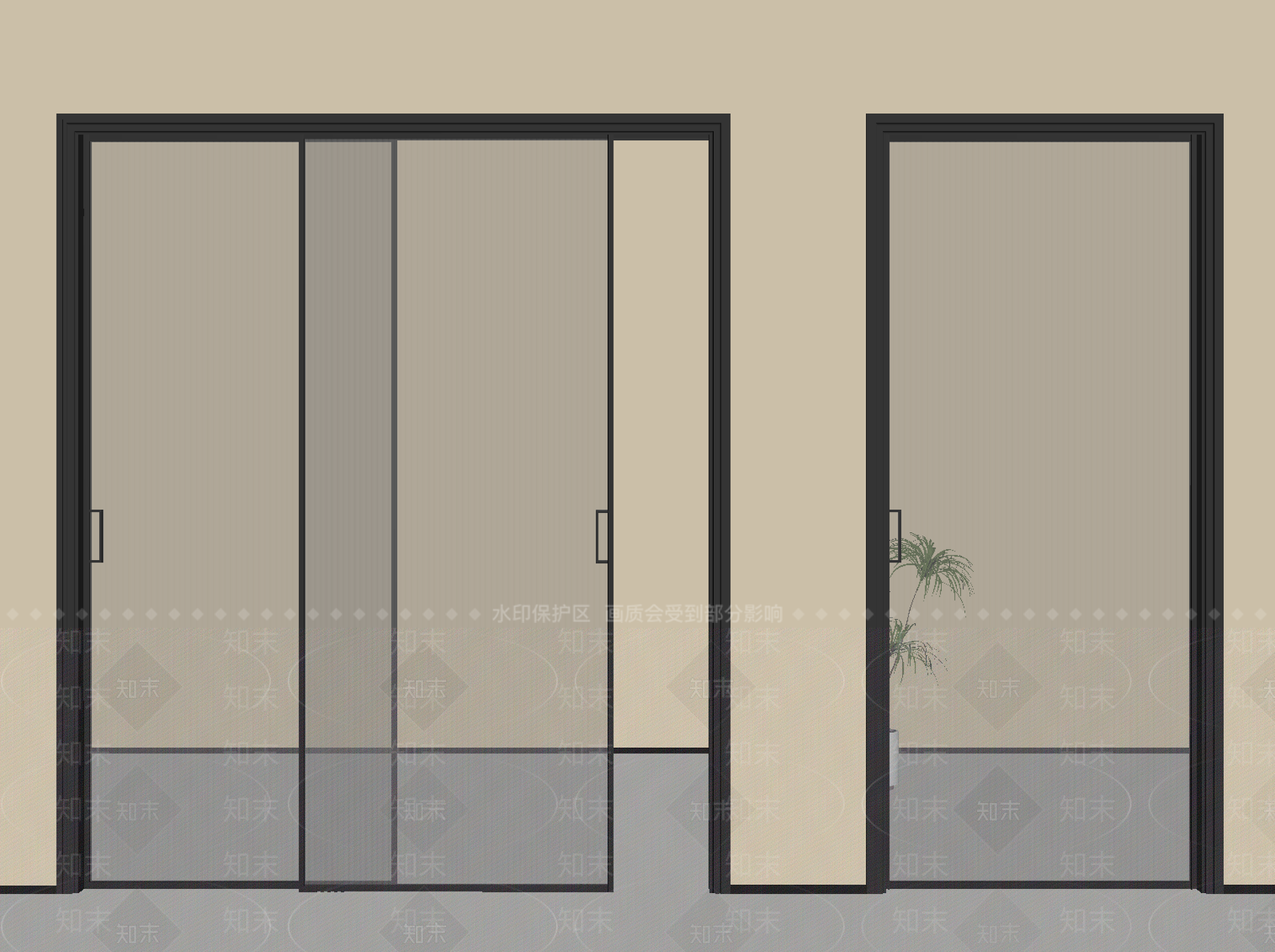 现代推拉门SU模型下载【ID:1194643701】