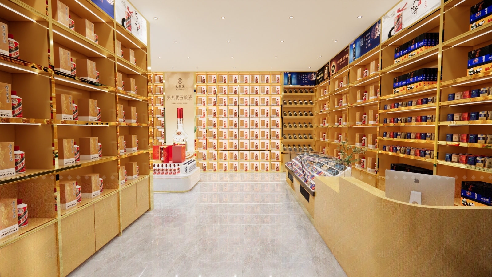 现代轻奢烟酒店SU模型下载【ID:1194645430】