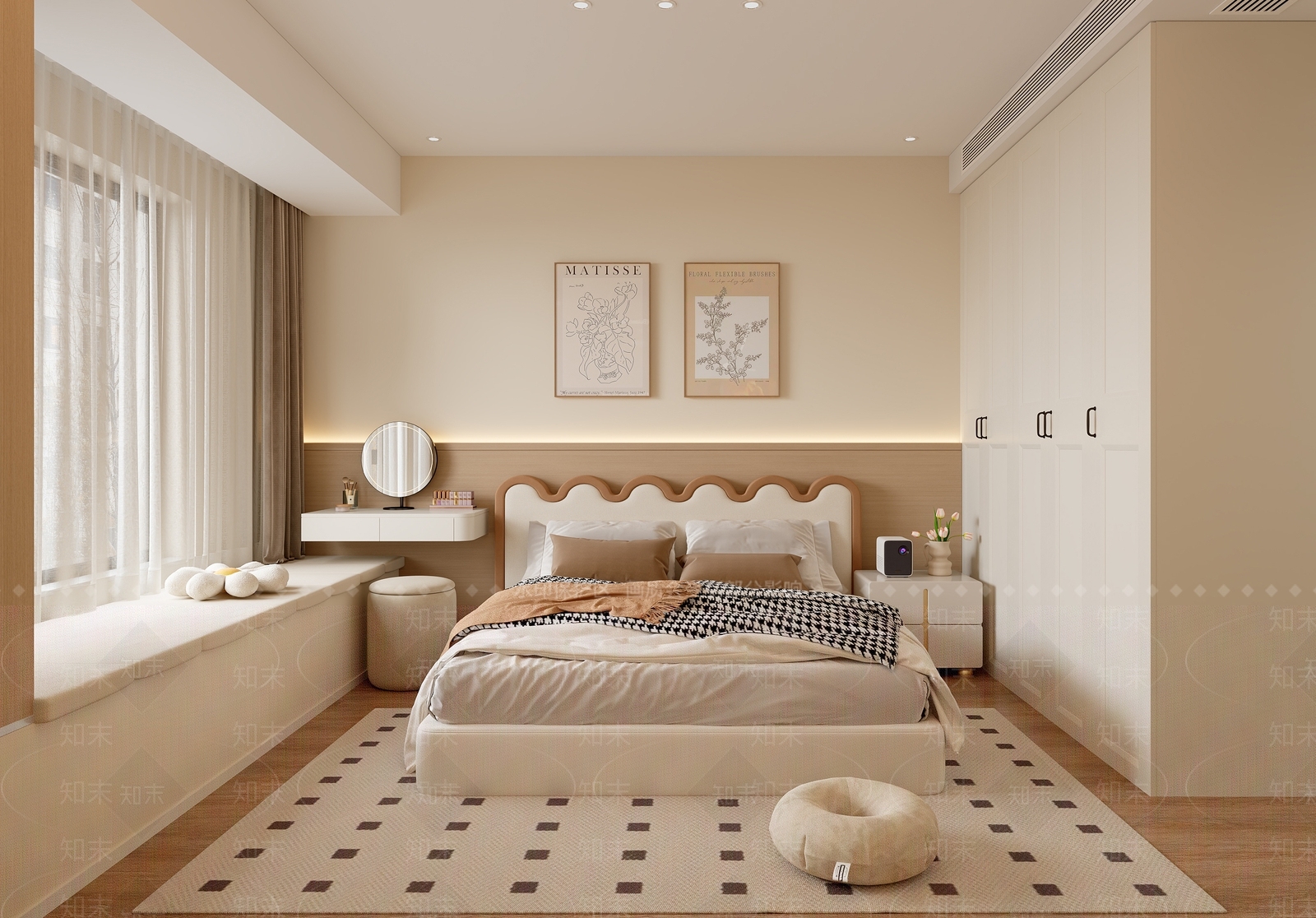 带圆形镜子的梳妆台梳妆台3D模型下载【ID:1227410767】