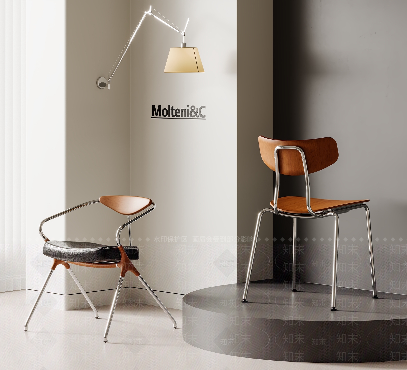 现代中古包豪斯椅子3D模型下载【ID:1194650563】