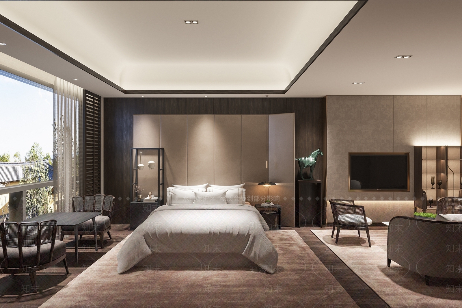 中式酒店客房3D模型下载【ID:1194651958】