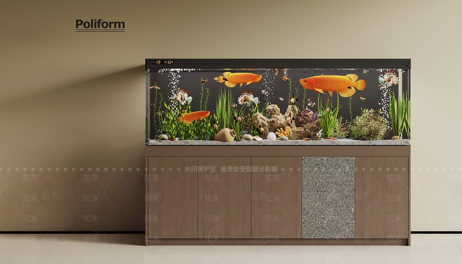 现代意式鱼缸SU模型下载【ID:1194652669】