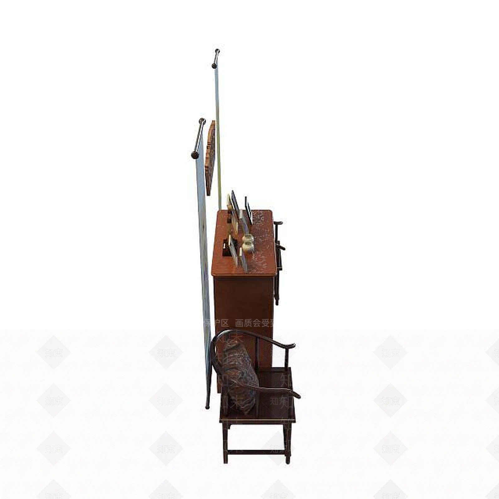中式中堂边柜3D模型下载【ID:1194653333】