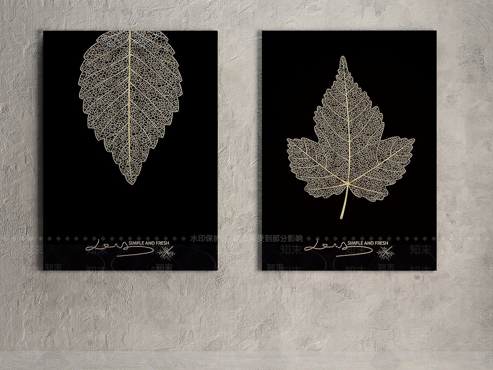 现代树叶墙面挂画3D模型下载【ID:1194653588】