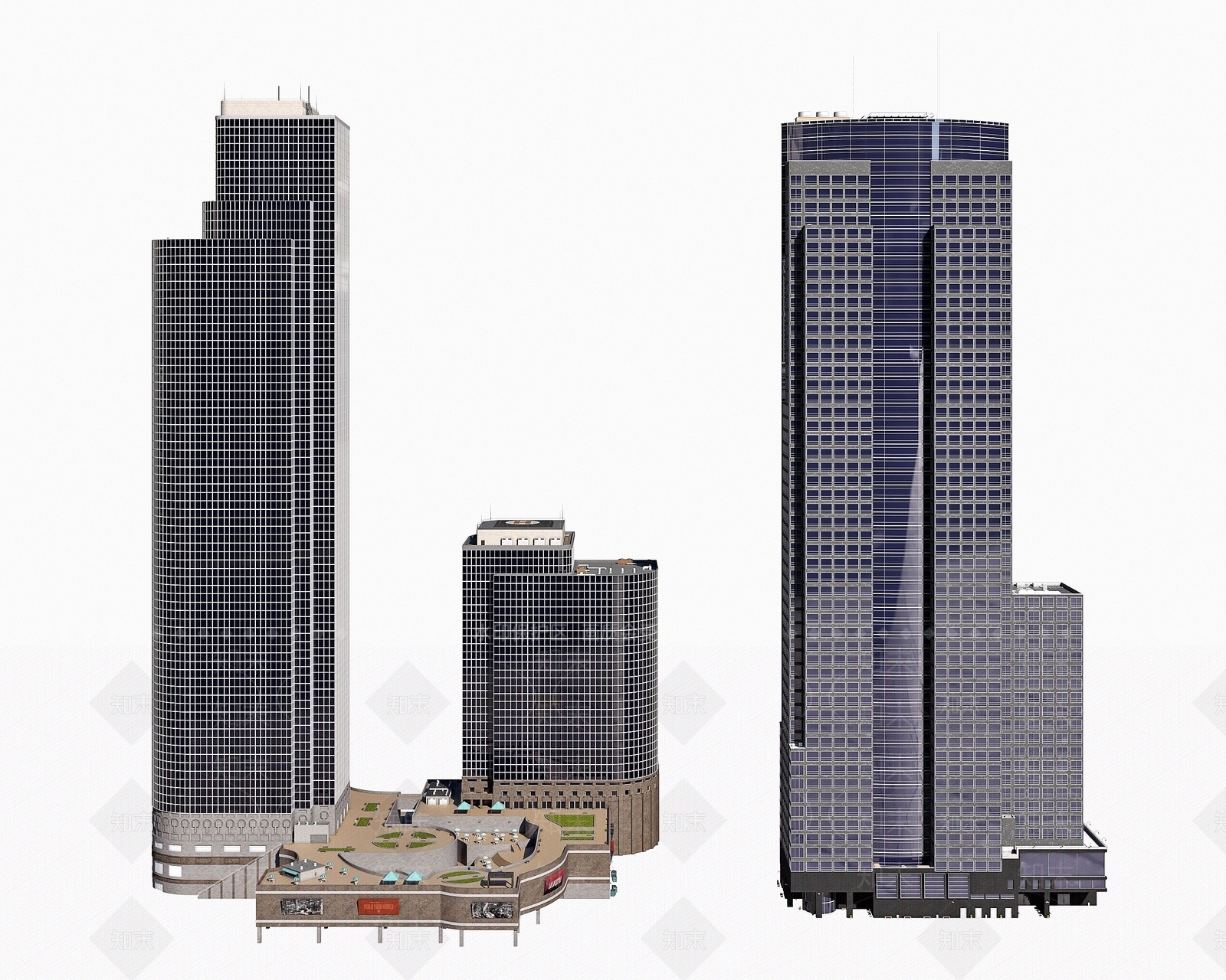 现代美国城市建筑楼房3D模型下载【ID:1194654310】